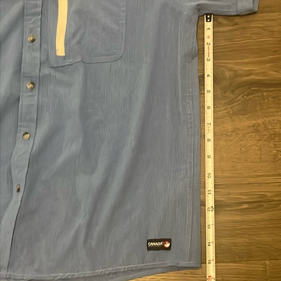 Men’s Canada Weather Gear Blue Button Down Short Sleeve Shirt, Size Small - Picture 5 of 7